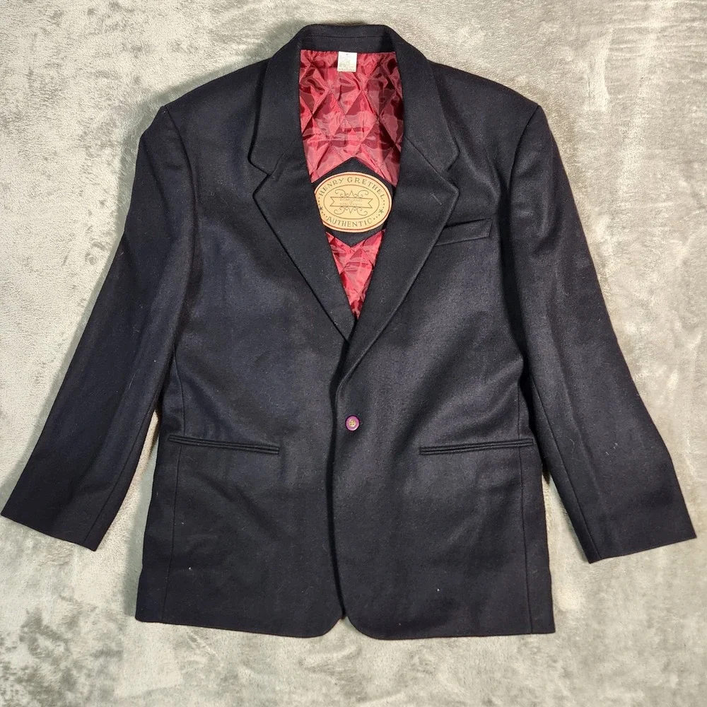 Henry Grethel Studio Blazer Men's Black Medium Authentic Wool Blend Quilted‎